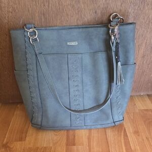 Rosetti Gray Tote Bag with Silver Hardware and Structured Design